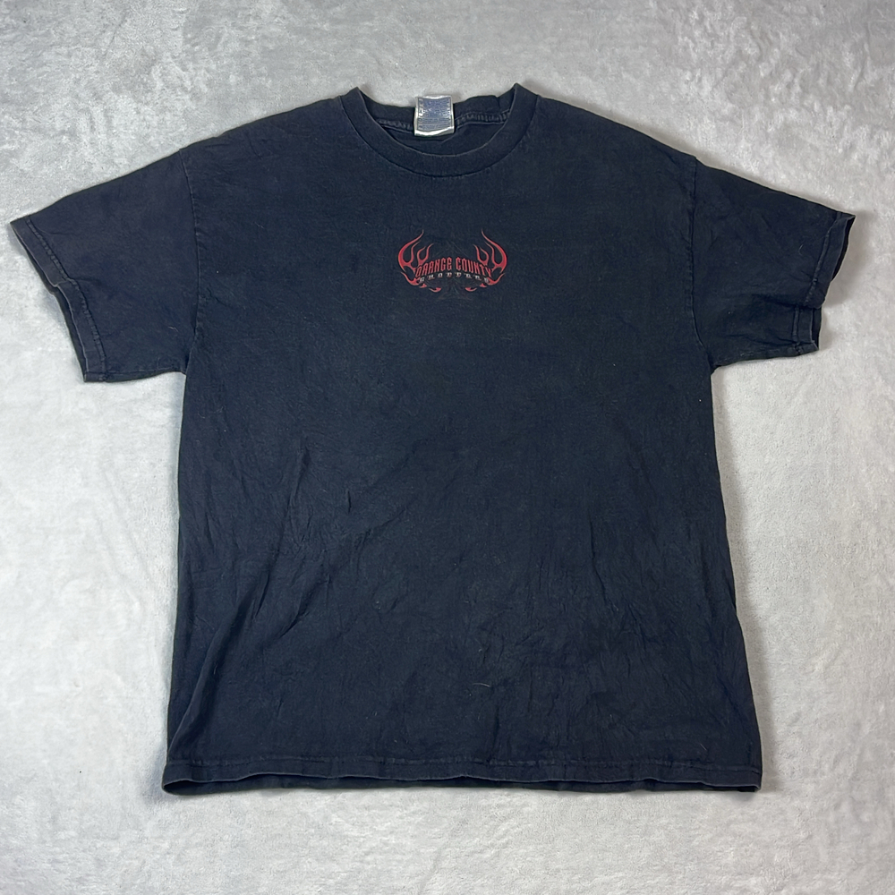 Orange County Choppers Men's Black T-Shirt Size L OCC NY Biker Flames Y2K